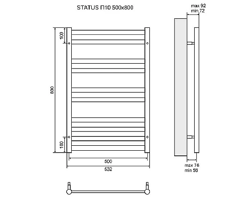 Заказать Водяной полотенцесушитель Lemark Status 50х80 LM44810 Хром в магазине сантехники Santeh-Crystal.ru