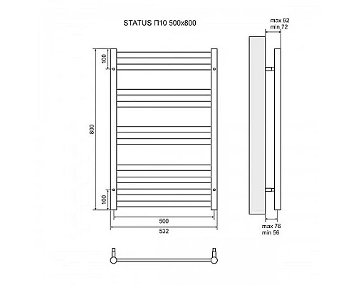 Купить Водяной полотенцесушитель Lemark Status П10 50х80 LM44810BR Бронза в магазине сантехники Santeh-Crystal.ru