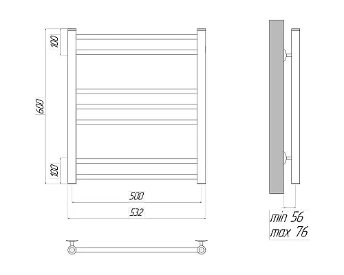 Приобрести Водяной полотенцесушитель Lemark Ursus П7 50х60 LM72607BL Черный в магазине сантехники Santeh-Crystal.ru