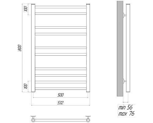 Заказать Водяной полотенцесушитель Lemark Ursus П10 50х80 LM72810BL Черный в магазине сантехники Santeh-Crystal.ru