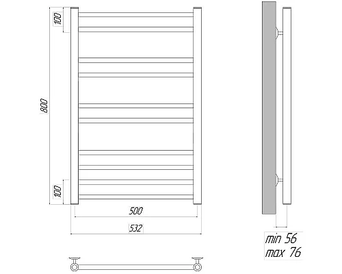 Приобрести Электрический полотенцесушитель Lemark Ursus П10 50х80 LM72810EBL Черный в магазине сантехники Santeh-Crystal.ru