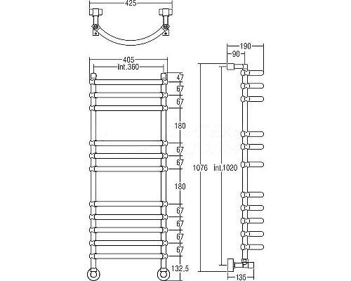 Купить Водяной полотенцесушитель Margaroli Luna 434-11 4343711CRN Хром в магазине сантехники Santeh-Crystal.ru