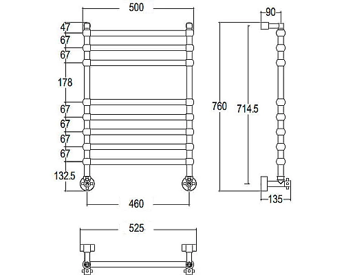 Приобрести Водяной полотенцесушитель Margaroli Sole 464TS4708CR Хром в магазине сантехники Santeh-Crystal.ru