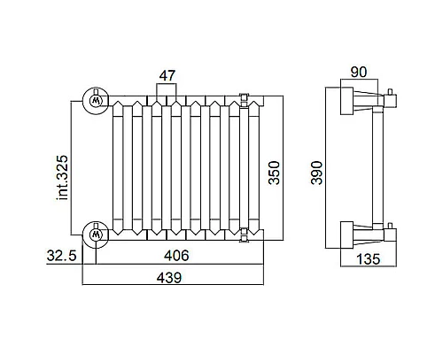 Купить Водяной полотенцесушитель Margaroli Sole 480S08CR Хром в магазине сантехники Santeh-Crystal.ru