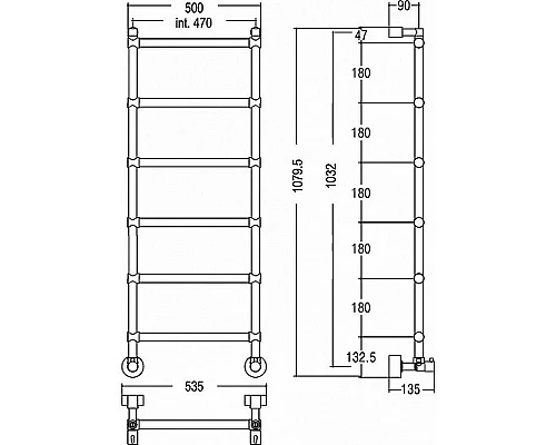 Приобрести Водяной полотенцесушитель Margaroli Sole 4424706CRN Хром в магазине сантехники Santeh-Crystal.ru