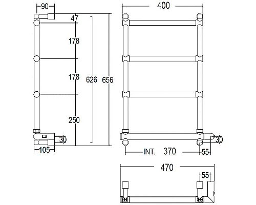 Купить Электрический полотенцесушитель Margaroli Sole 542-4 BOX 5423704OBNB Бронза в магазине сантехники Santeh-Crystal.ru