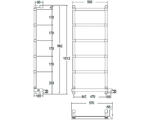Купить Электрический полотенцесушитель Margaroli Sole 542-6 BOX 5424706OBNB Бронза в магазине сантехники Santeh-Crystal.ru