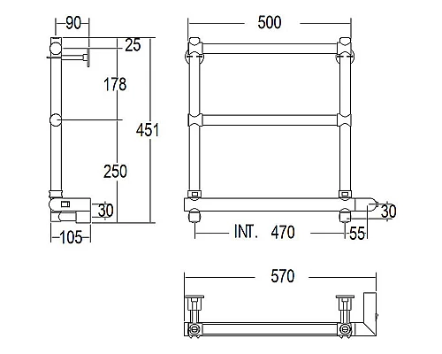 Купить Электрический полотенцесушитель Margaroli Sole 540-3 BOX 5404703CRNB Хром в магазине сантехники Santeh-Crystal.ru