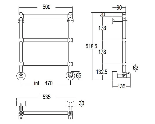 Приобрести Водяной полотенцесушитель Margaroli Sole 440-3 4404703CRN Хром в магазине сантехники Santeh-Crystal.ru