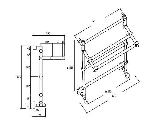 Заказать Водяной полотенцесушитель Margaroli Sole 455-3 4554703CRP c полкой Хром в магазине сантехники Santeh-Crystal.ru