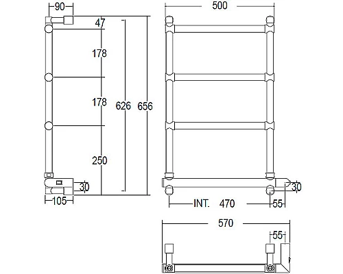 Купить Электрический полотенцесушитель Margaroli Sole 542-4 BOX 5424704CRNB Хром в магазине сантехники Santeh-Crystal.ru