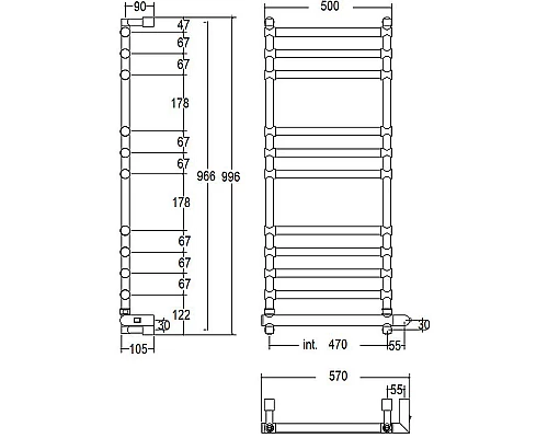Купить Электрический полотенцесушитель Margaroli Sole 564-11 ВОХ 5644711CRNB Хром в магазине сантехники Santeh-Crystal.ru