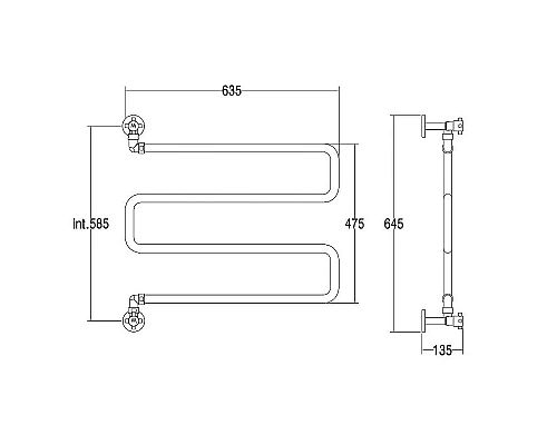 Заказать Водяной полотенцесушитель Margaroli Vento 400SPGO поворотный Золото в магазине сантехники Santeh-Crystal.ru