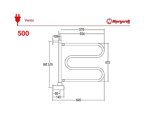 Приобрести Электрический полотенцесушитель Margaroli Vento 500 BOX 500GOB Золото в магазине сантехники Santeh-Crystal.ru