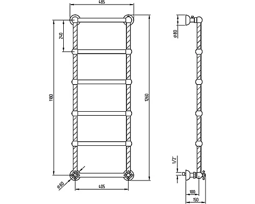 Купить Водяной полотенцесушитель Migliore Edera 126x48 20308 Хром в магазине сантехники Santeh-Crystal.ru