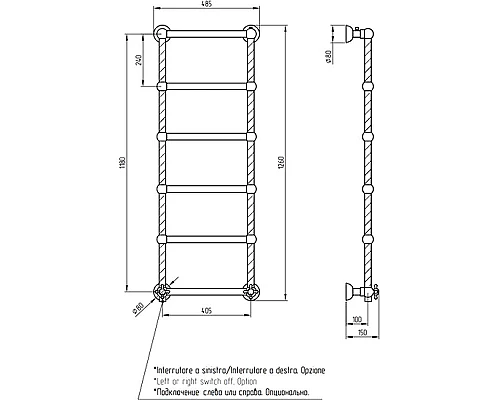 Заказать Электрический полотенцесушитель Migliore Edera 126x48 L 20300 Золото в магазине сантехники Santeh-Crystal.ru