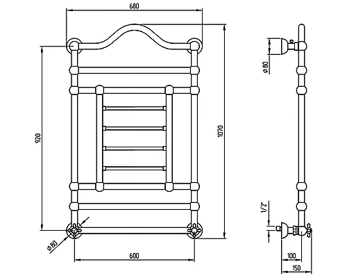 Купить Водяной полотенцесушитель Migliore Edward 107x68 20319 Золото в магазине сантехники Santeh-Crystal.ru