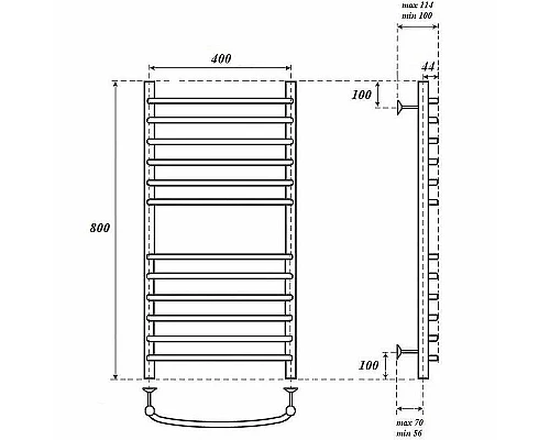 Заказать Водяной полотенцесушитель Point Альфа PN05148S П12 400x800 Хром в магазине сантехники Santeh-Crystal.ru