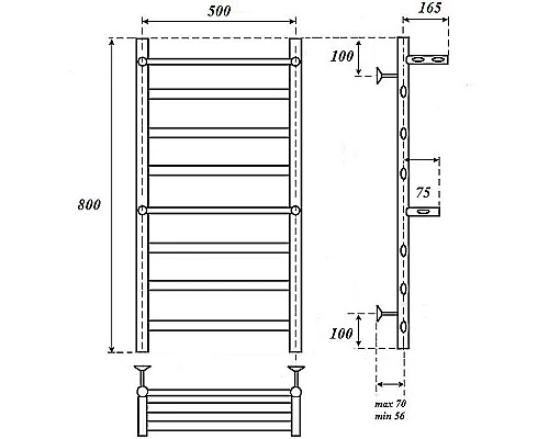 Купить Водяной полотенцесушитель Point Артемида PN14158P П6 500x800 c двумя полками Хром в магазине сантехники Santeh-Crystal.ru