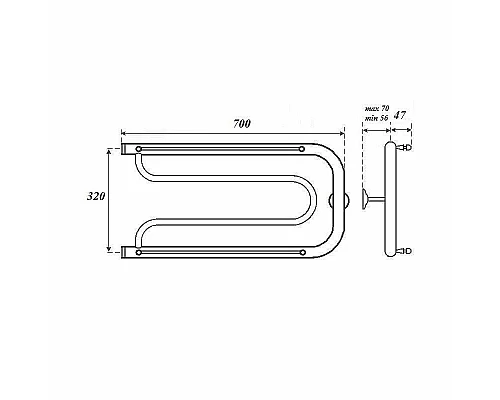 Заказать Водяной полотенцесушитель Point Фокстрот PN21337P 320x700 с полкой Хром в магазине сантехники Santeh-Crystal.ru