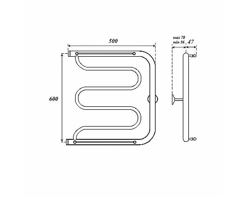 Заказать Водяной полотенцесушитель Point Фокстрот PN25665P 600x500 с полкой Хром в магазине сантехники Santeh-Crystal.ru