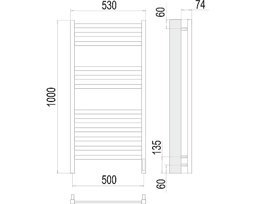 Купить Электрический полотенцесушитель Terminus Енисей П12 500х1000 4670078526250 Хром в магазине сантехники Santeh-Crystal.ru