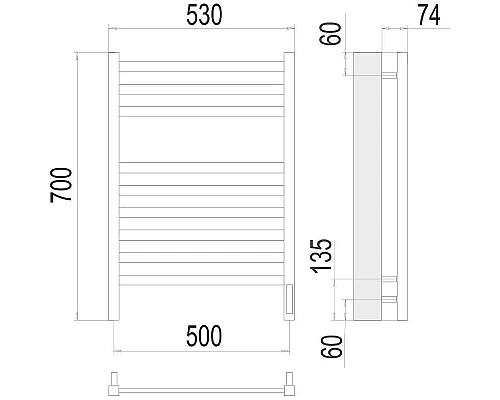 Приобрести Электрический полотенцесушитель Terminus Енисей П9 500x700 R 4670078526281 Хром в магазине сантехники Santeh-Crystal.ru