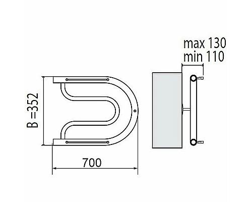 Купить Водяной полотенцесушитель Terminus Фокстрот 320x700 4620768881251 с полкой Хром в магазине сантехники Santeh-Crystal.ru