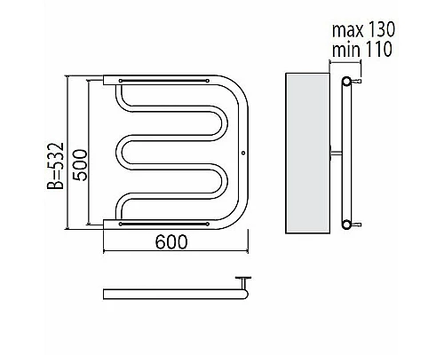 Приобрести Водяной полотенцесушитель Terminus Фокстрот 500x600 4620768881299 с полкой Хром в магазине сантехники Santeh-Crystal.ru