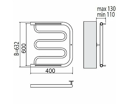 Заказать Водяной полотенцесушитель Terminus Фокстрот 600x400 4620768881312 с полкой Хром в магазине сантехники Santeh-Crystal.ru