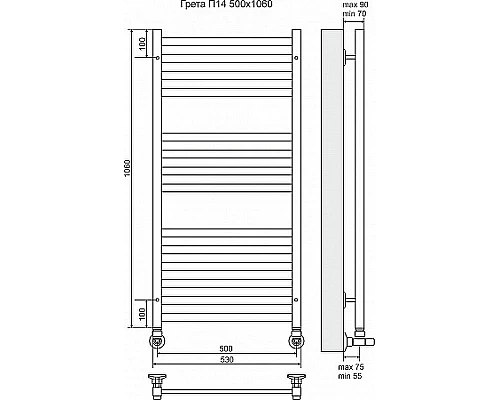 Купить Водяной полотенцесушитель Terminus Грета П14 500x1060 4620768884689 Хром в магазине сантехники Santeh-Crystal.ru