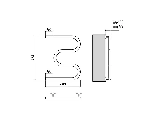 Купить Электрический полотенцесушитель Terminus М-образный 600x350 4620768883927 Хром в магазине сантехники Santeh-Crystal.ru