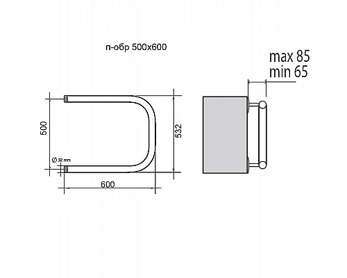 Заказать Водяной полотенцесушитель Terminus П-образный БШ 500x600 4620768881602 Хром в магазине сантехники Santeh-Crystal.ru