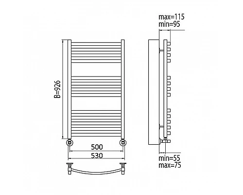 Приобрести Водяной полотенцесушитель Terminus Палермо П13 500x926 4620768886508 Хром в магазине сантехники Santeh-Crystal.ru