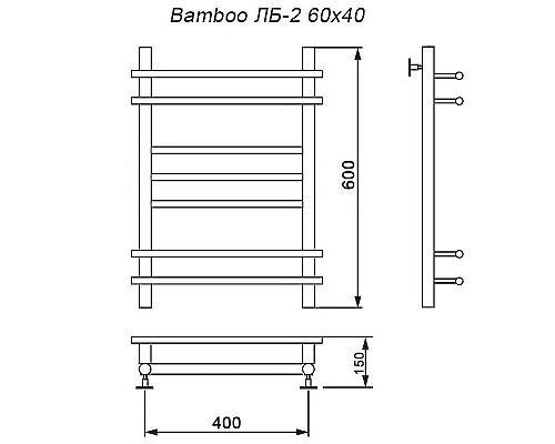 Купить Водяной полотенцесушитель Ника Bamboo ЛБ 2 60/40 Хром в магазине сантехники Santeh-Crystal.ru