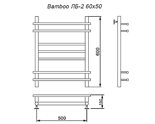 Купить Водяной полотенцесушитель Ника Bamboo ЛБ 2 60/50 Хром в магазине сантехники Santeh-Crystal.ru