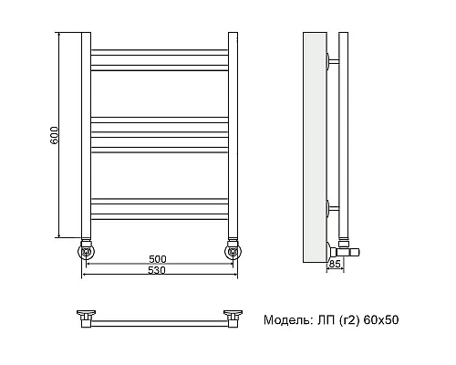Купить Водяной полотенцесушитель Ника Classic ЛП (Г2) 60/50 Черный матовый в магазине сантехники Santeh-Crystal.ru