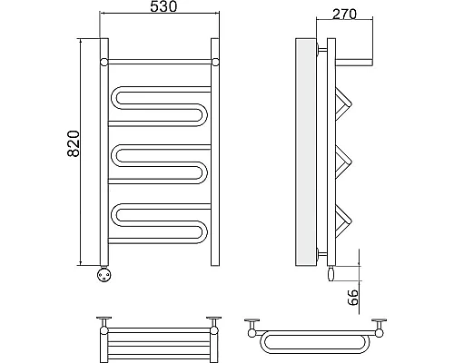 Заказать Электрический полотенцесушитель Ника Curve ЛZ ВП 80/50 с полкой Хром в магазине сантехники Santeh-Crystal.ru