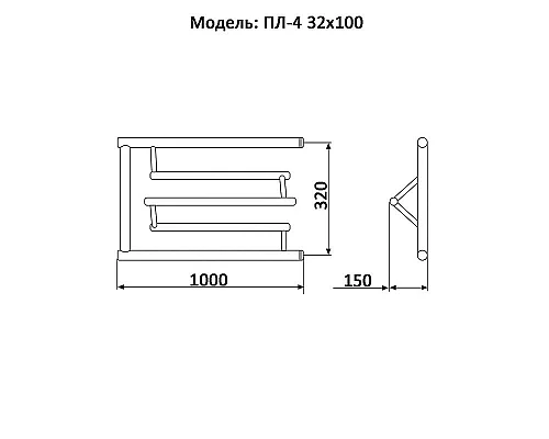 Приобрести Водяной полотенцесушитель Ника Econ ПЛ-4 32/100 с полкой Хром в магазине сантехники Santeh-Crystal.ru