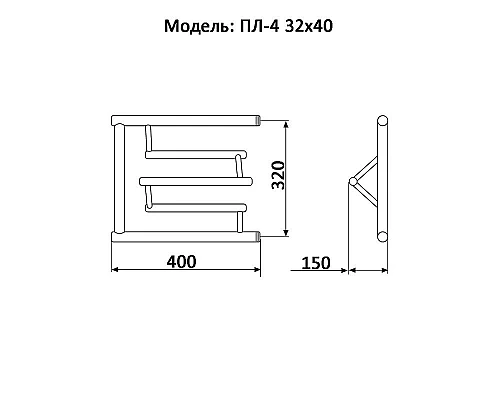 Приобрести Водяной полотенцесушитель Ника Econ ПЛ-4 32/40 с полкой Хром в магазине сантехники Santeh-Crystal.ru