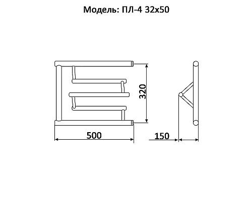 Купить Водяной полотенцесушитель Ника Econ ПЛ-4 32/50 с полкой Хром в магазине сантехники Santeh-Crystal.ru