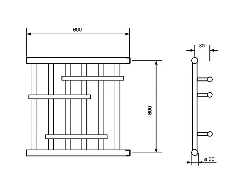 Приобрести Водяной полотенцесушитель Ника Econ ПМ-6 60/60 Хром в магазине сантехники Santeh-Crystal.ru