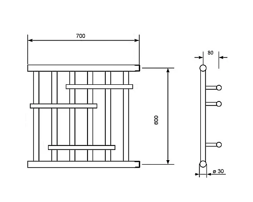 Заказать Водяной полотенцесушитель Ника Econ ПМ-6 60/70 Хром в магазине сантехники Santeh-Crystal.ru