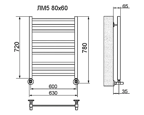 Купить Водяной полотенцесушитель Ника Modern ЛМ-5 80/60 Хром в магазине сантехники Santeh-Crystal.ru