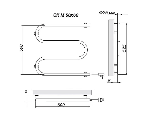 Купить Электрический полотенцесушитель Ника Simple М-обр. 50/60 Хром в магазине сантехники Santeh-Crystal.ru