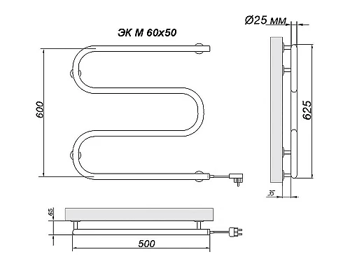 Заказать Электрический полотенцесушитель Ника Simple М-обр. 60/50 Хром в магазине сантехники Santeh-Crystal.ru