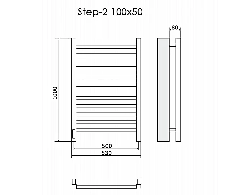 Купить Электрический полотенцесушитель Ника Step-2 100/50 Черный матовый в магазине сантехники Santeh-Crystal.ru