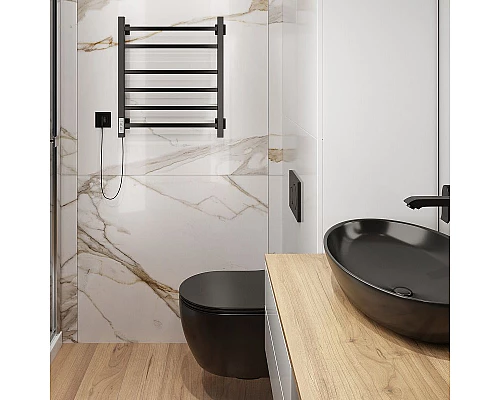 Приобрести Электрический полотенцесушитель Ника Step-2 60/50 Черный матовый в магазине сантехники Santeh-Crystal.ru