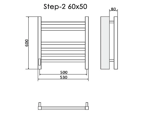 Приобрести Электрический полотенцесушитель Ника Step-2 60/50 Черный матовый в магазине сантехники Santeh-Crystal.ru