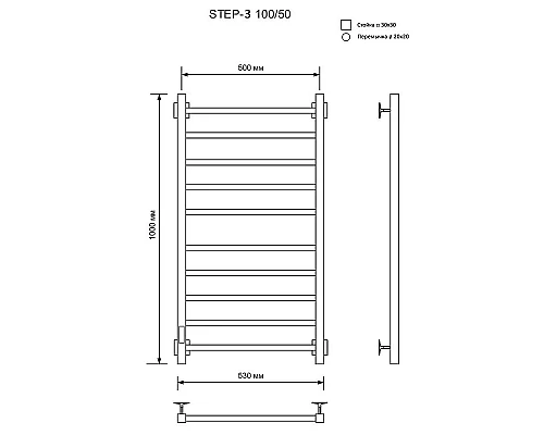 Приобрести Электрический полотенцесушитель Ника Step-3 100/50 Черный матовый в магазине сантехники Santeh-Crystal.ru